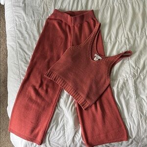 Women's Rust Knit Pants & Top Set